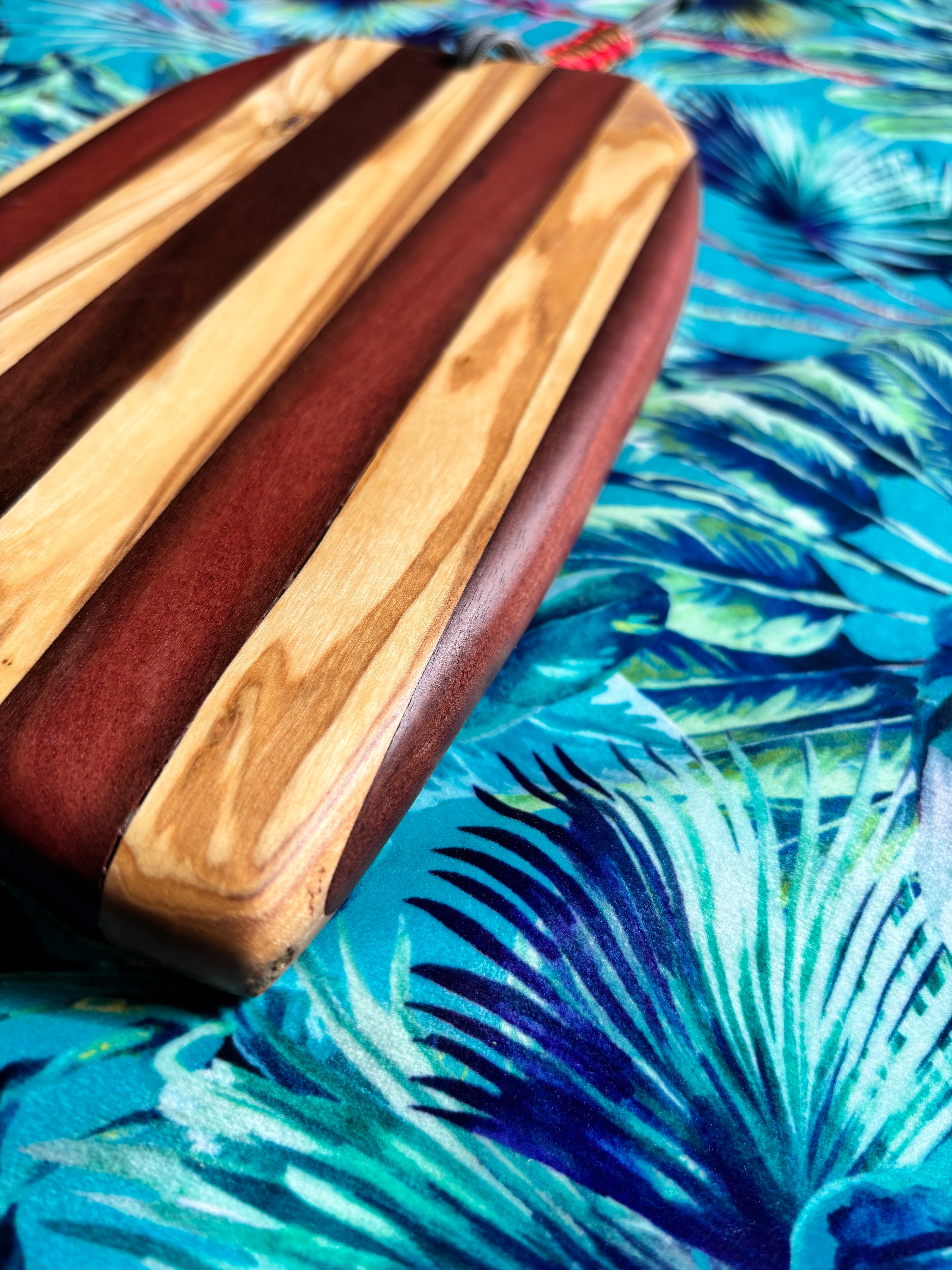 🌊 Striped Body Board — Olive & African Moabi