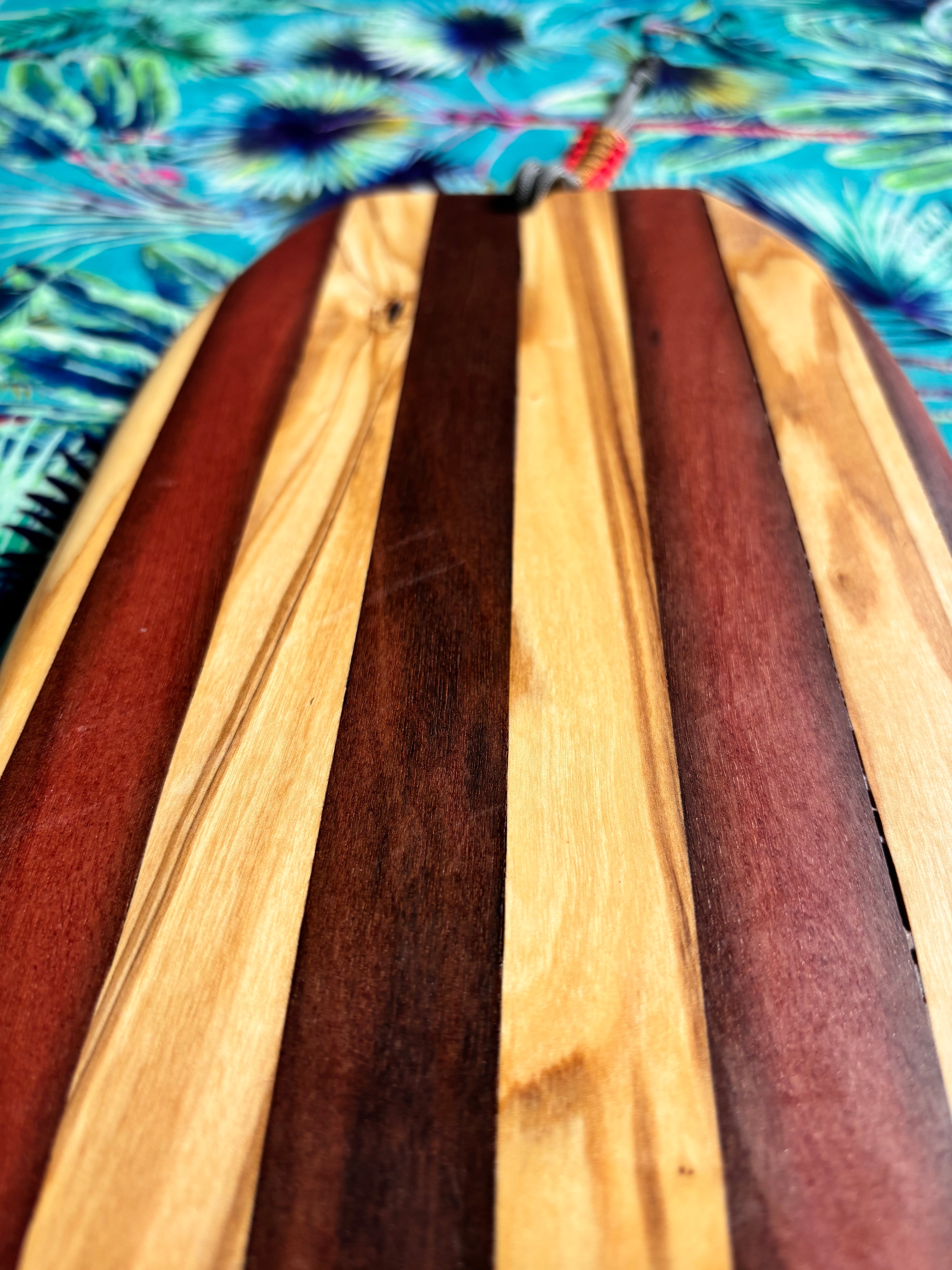 🌊 Striped Body Board — Olive & African Moabi