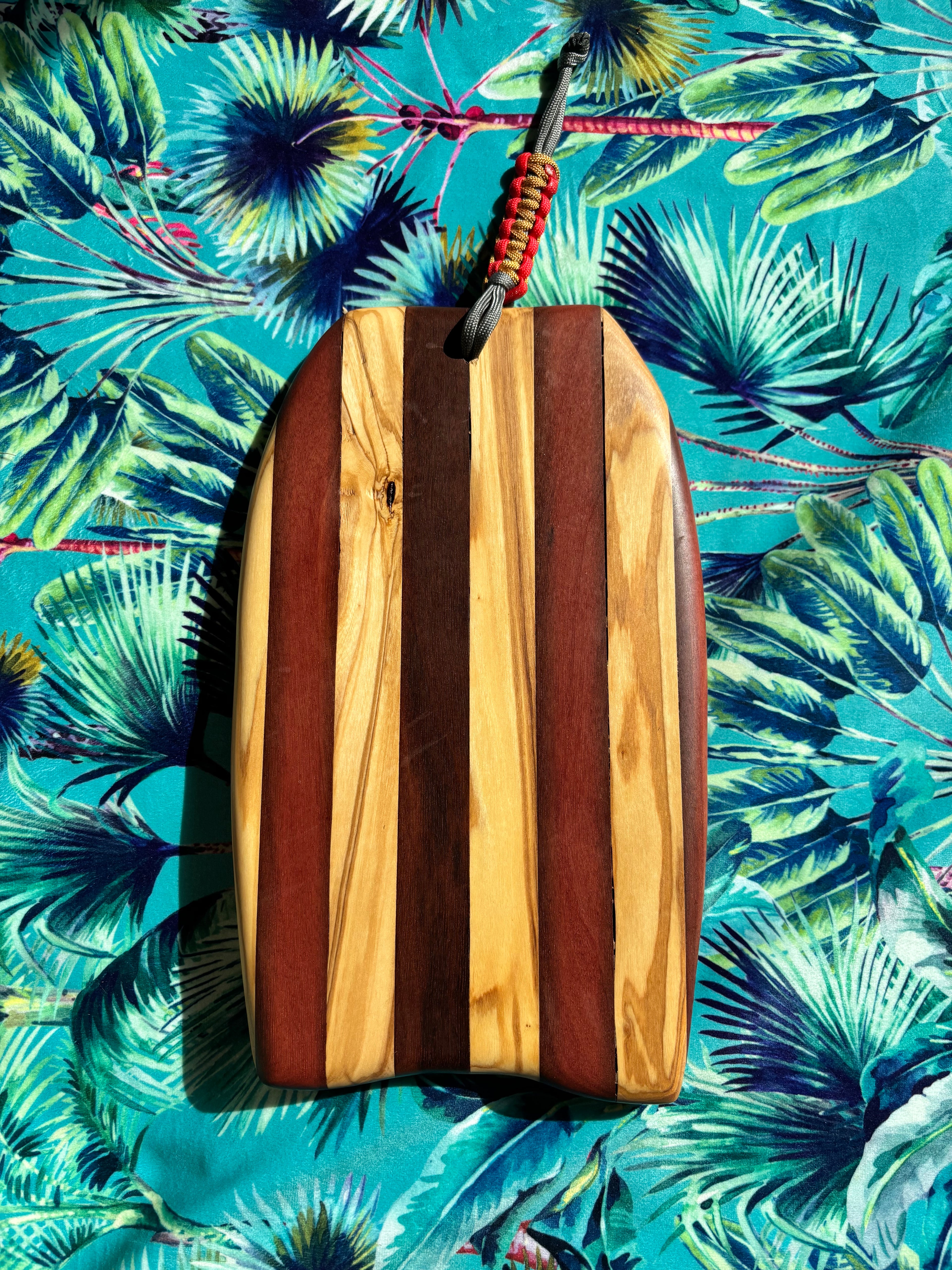 🌊 Striped Body Board — Olive & African Moabi